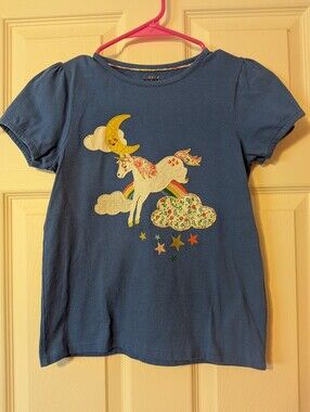 Mini Boden Unicorn Applique Puff Sleeve Tee